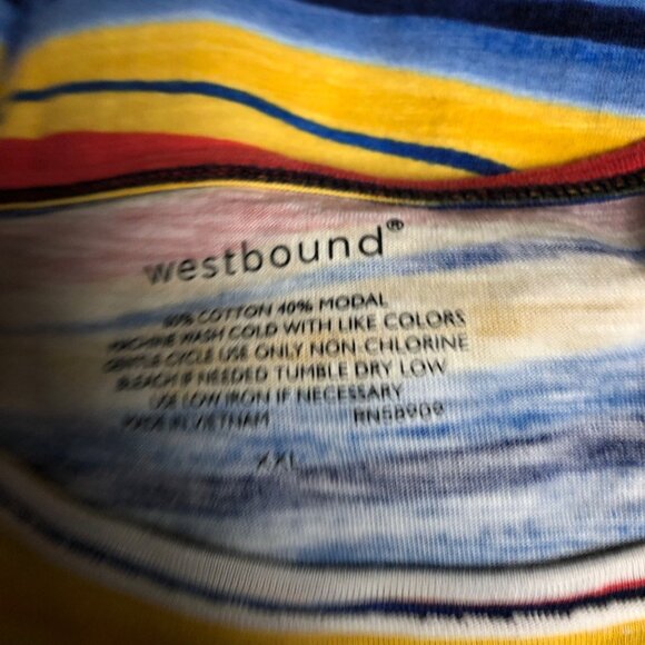 Westbound Top Womens Size XXL Red White Blue Yellow Stripe Tunic - Picture 5 of 6